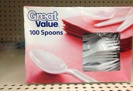 people who had one job and failed - Great Value 100 Spoons