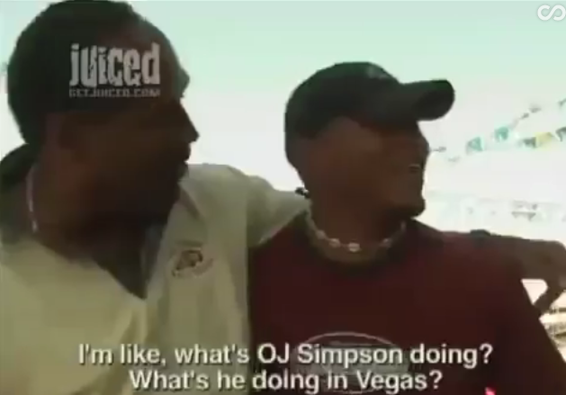 OJ Simpson hosted a pay-per-view prank show called Juice. In one of the skits, he works as a used car salesman selling a White Bronco with bullet holes in which he promotes the car’s “escapability”.