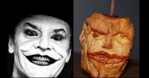 An old apple that looks like the Joker