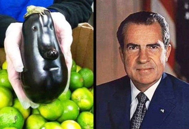 An eggplant that looks like Richard Nixon