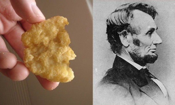 A chicken nugget that looks like Abraham Lincoln