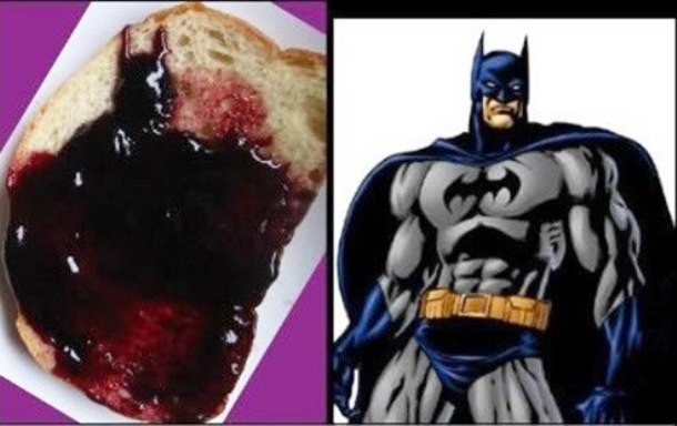 A jelly toast that looks like Batman