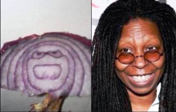 An onion that looks like Whoopi Goldberg