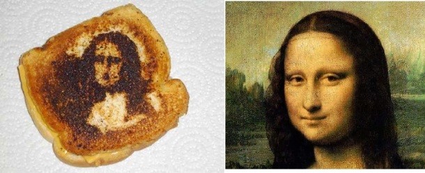 A piece of toast that looks like Mona Lisa