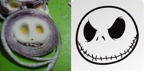 An onion that looks like Jack Skellington