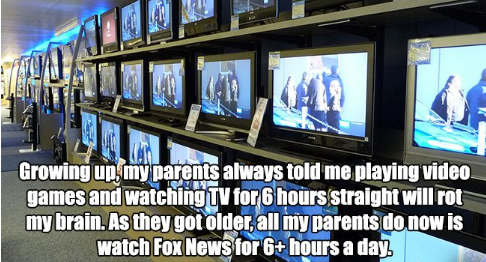 magazine tv technology - Growing up my parents always told me playing video games and watching Tv for 6 hours straight will rot my brain. As they got older, all my parents do now is watch Fox News for 6 hours a day.