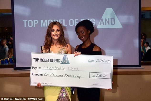 Clearly, Chantelle doesn't have any problems winning, despite her perceived flaws. Here, she's seen collecting a prize for the Top Model of England competition.