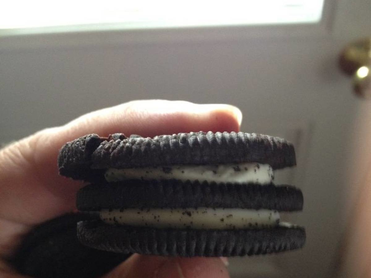 When you find a double stacked oreo in your single stacked pack.