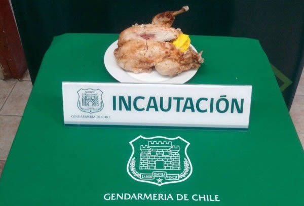 In June 2016, Chilean police seized a roast chicken stuffed with marijuana being smuggled into a prison in Casablanca. 

During visit hours, one of the inmates received this special gift. However, the real "entrustment" was discovered during the inspection of the item. 

The guards took notice and those responsible for delivering the dish were detained.