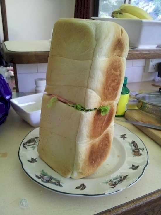 This is a new lunch item, they call it the stuffed sandwich. We call it awesome.