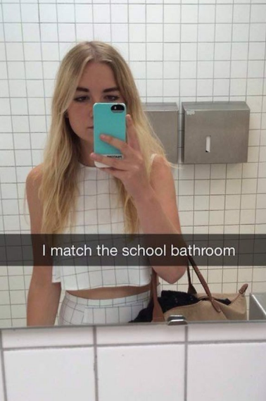 funny snapchats - I match the school bathroom