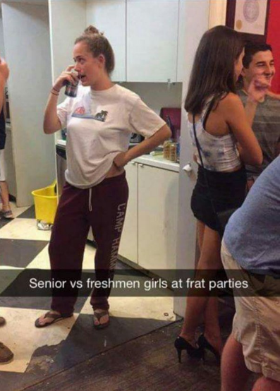 freshman vs senior - Senior vs freshmen girls at frat parties