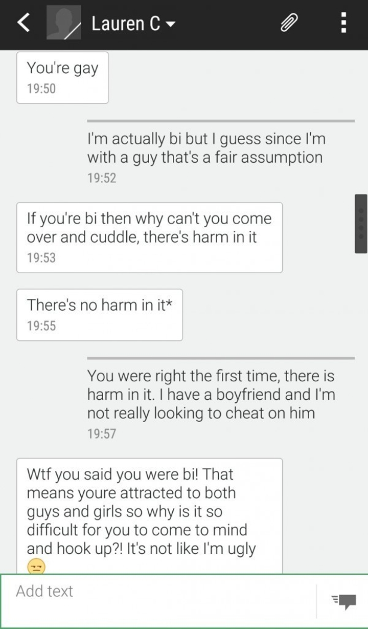 Girl Finds Out Her Friends With Benefits Is Bisexual And Goes On Homophobic Rant