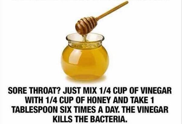 clear skin face mask - Sore Throat? Just Mix 14 Cup Of Vinegar With 14 Cup Of Honey And Take 1 Tablespoon Six Times A Day. The Vinegar Kills The Bacteria.
