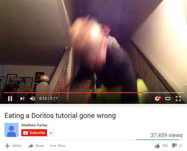 eating a doritos tutorial gone wrong - Iii D Eating a Doritos tutorial gone wrong Matthew Farley Subscribe 32 37,459 views 3324131 Add to ... More