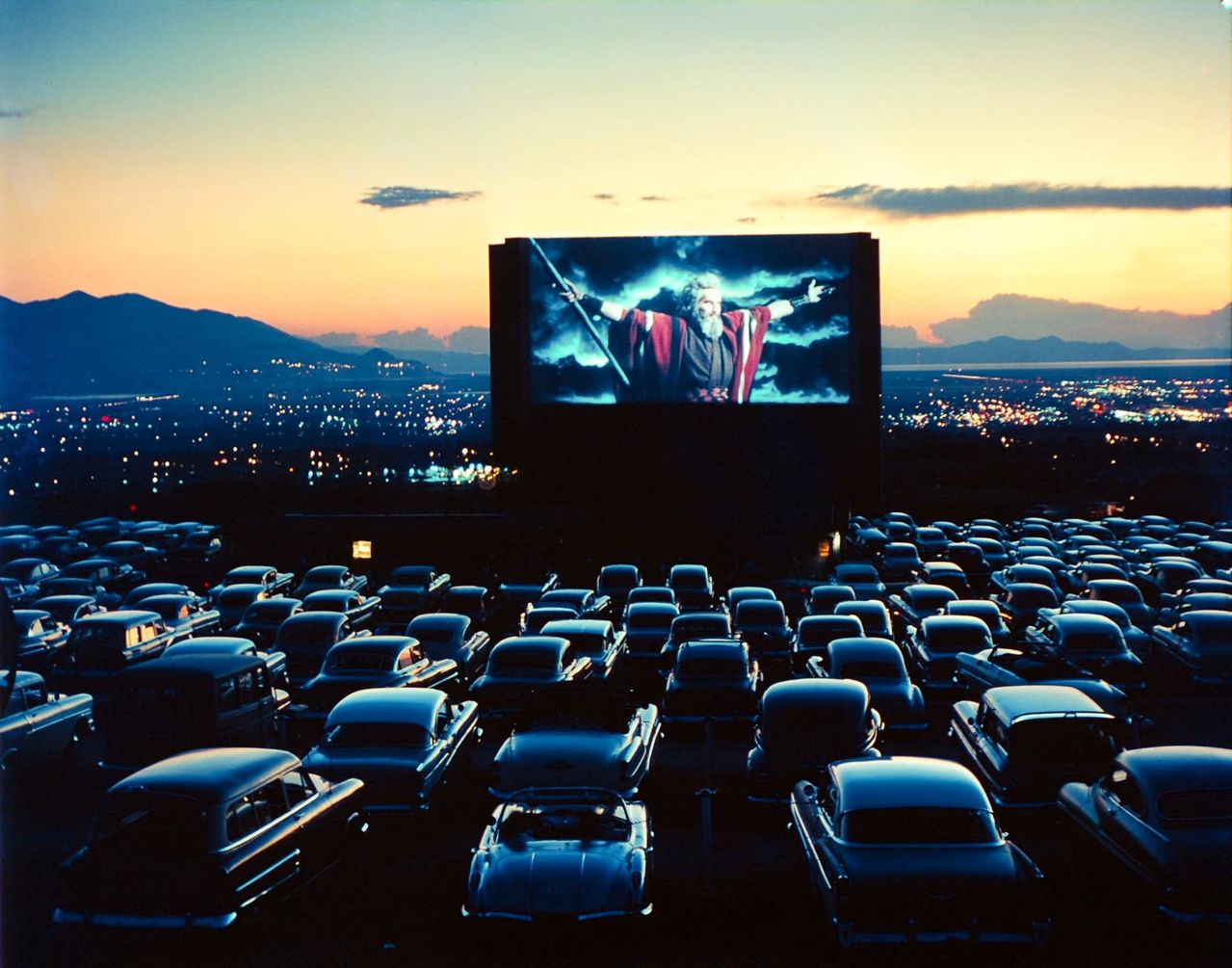 Charlton Heston as Moses in “The Ten Commandments,” drive-in theater, Salt Lake City, Utah, 1958