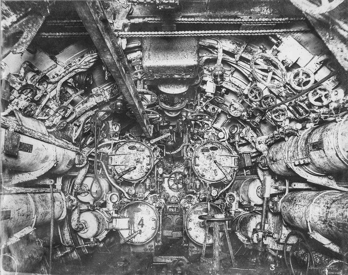 The torpedo room of a WW1 German U-boat