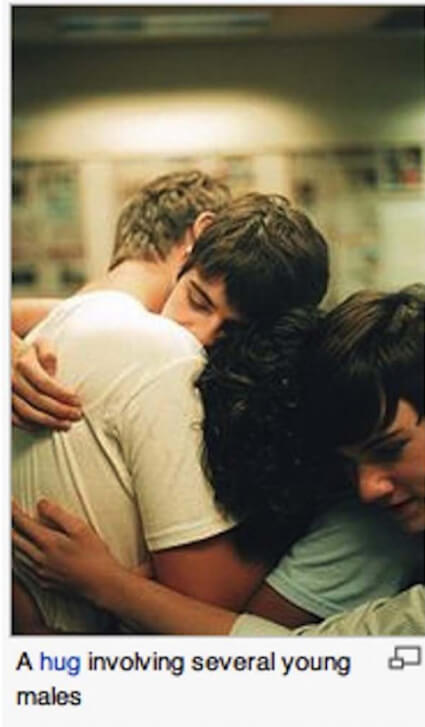 hugging friends boys - A hug involving several young males