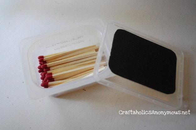 If you plan on bringing matches, glue sandpaper to the the top of your match holder.

This way, you can strike a fire wherever you are.