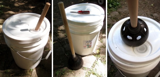 Create your very own portable washing machine.

It's not as fancy as it sounds, your machine will be made out of a bucket and plunger. But it gets the job done.