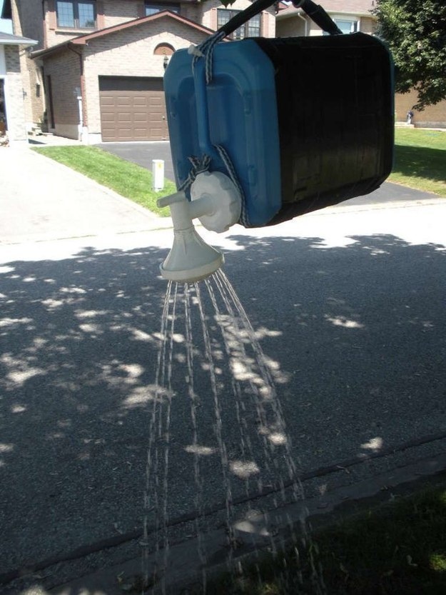 Create you very own shower.

Literally all you need in a watering can and a humungous jug.