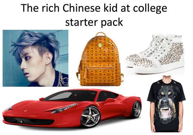 rich chinese kids starter pack - The rich Chinese kid at college starter pack