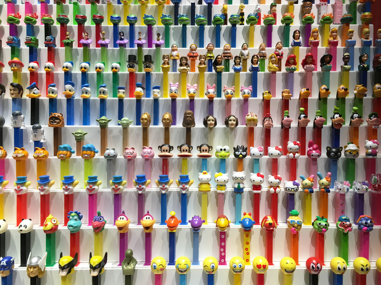 A section of Carla Hartman's 950+ piece PEZ collection.