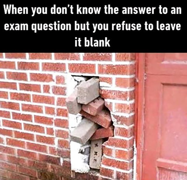 you don t know the answer - When you don't know the answer to an exam question but you refuse to leave it blank