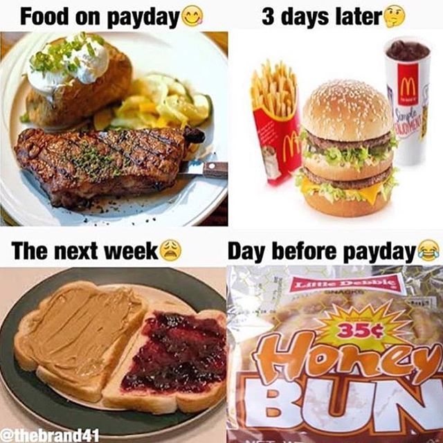 payday 3 memes - Food on payday 3 days later 9 The next week Day before payday 3543