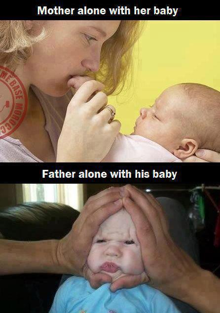 difference between dad and mom - Mother alone with her baby Ase Oruca Father alone with his baby