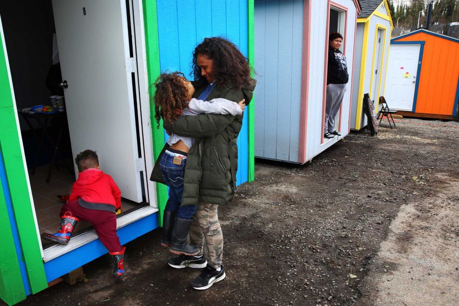 Seattle has a “tiny house” village that homeless residents can use to sleep, eat and shower. It costs residents $90 a month to cover utilities, and is designed to help them get back on their feet.