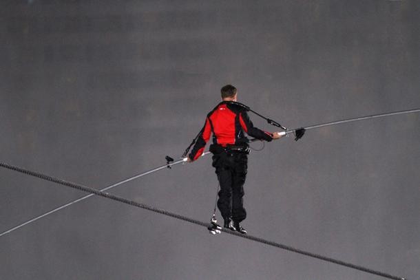 Holder of 9 Guinness World Records, Nikolas Wallenda, an American acrobat, aerialist, stuntman, high wire artist, and author is best known as the first person to walk a tightrope stretched directly over Niagara Falls. It took him 2 years to get approval from Canada and the US to perform this incredible feat.