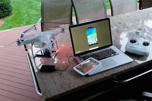 Hate walking a considerable distance to find a Pokémon character? You may want to take a tip from one Tumblr user who tried to use a drone to cheat. "Perchbird" posted a photo that showed his phone running the app while mounted on a drone. The caption just says, “I'm a cheater.”

That you are, Perchbird, but you didn't get very far, did you? With only a non-WiFi connection, it would have been too choppy to throw a Pokeball, so Liam (Perchbird's real-life moniker) was restricted to the broadcast area of his WiFi and could only move the drone in a 50-foot radius around the router. There were no Pokémon in the area. 

Under certain conditions, one could theoretically send their drone/phone combination off to catch ‘em all. You'll just need a stronger signal and a drone that doesn't fall out of GPS mode when duct taped to a smartphone.