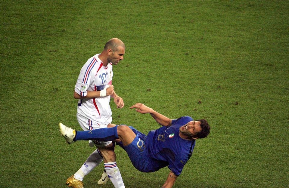 Zinedine Zidane headbutt Marco Materazzi at the 2006 World Cup Final.

The now retired French footballer Zinedine Zidane, called Zizou, headbutted Marco Materazzi in the final against Italy at the 2006 World Cup. And he still earned the Golden Ball for player of the tournament. He's got some major skills.