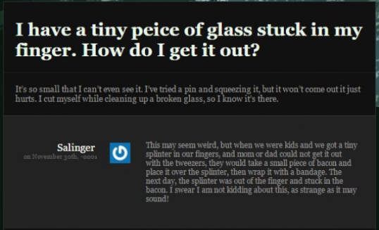 glass stuck inside finger - I have a tiny peice of glass stuck in my finger. How do I get it out? It's so small that I can't even see it. I've tried a pin and squeezing it, but it won't come out it just hurts. I cut myself while cleaning up a broken glass