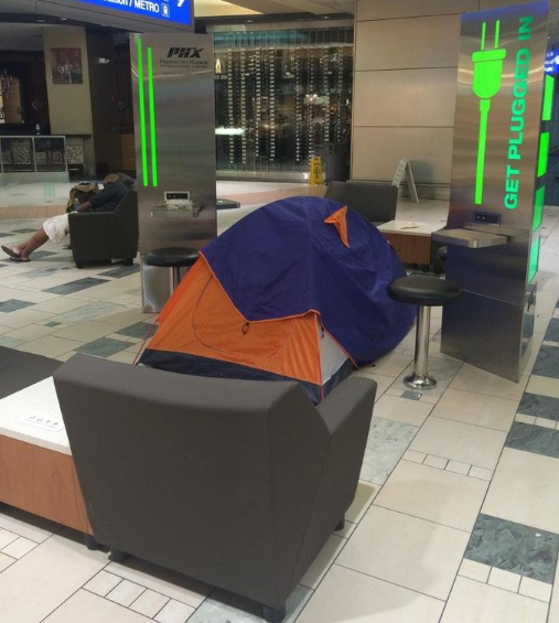 These adventurers who planned ahead for their overnight layover