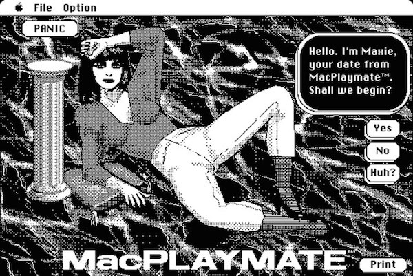 Redditor wowbobwow picked up an old, broken Macintosh SE on Craigslist. Once he got the beige box cleaned up and working again, he discovered a big NSFW surprise hidden in a fake America Online folder—an “interactive erotica” app called MacPlaymate. 

MacPlaymate was created by comic book artist and software designer Mike Saenz in 1986. The premise of the game was pretty simple—players strip a digital avatar named Maxie, use various sex toys, and watch Maxie make it with other digital characters. The software even had a “panic” button that brought up a spreadsheet in case another human walked by.

The rediscovery of Mac Playmate sent Reddit, Imgur, and the internet at large into a tizzy. Wowbobwow, whose real name is Huxley Dunsany, said he hopes to refurbish and sell the computer eventually with vintage porn included, but for now, he's just enjoying his fleeting viral fame.