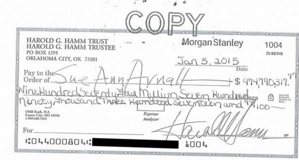 U.S. Oil Baron’s Epic Divorce Settlement Check