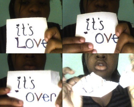 ripped photo break up - it's it's Love Ove it's Over