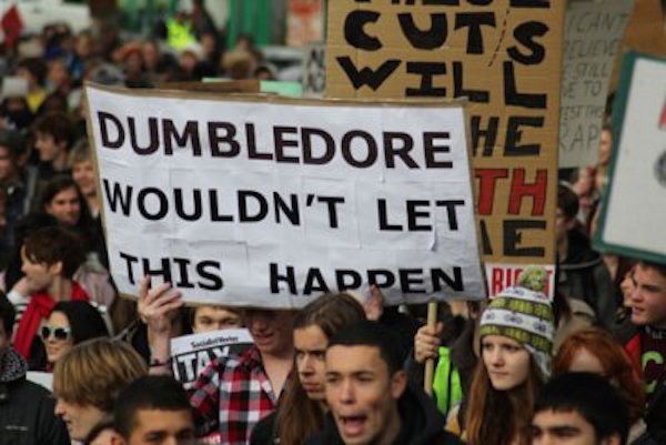 funny protest sign - Cuts Wilt Dumbledore & Wouldn'T Let This Harden Rie