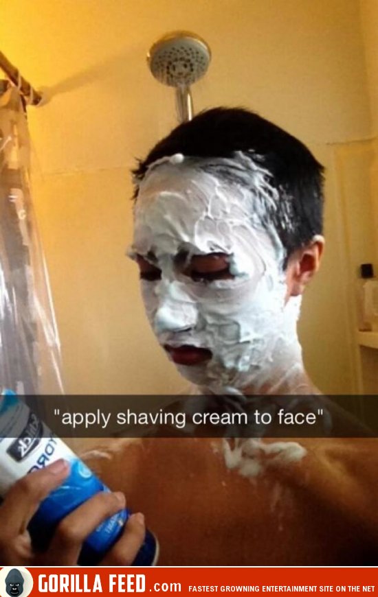face cream joke - "apply shaving cream to face" ngo Gorilla Feed.com Fastest Growning Entertainment Site On The Net
