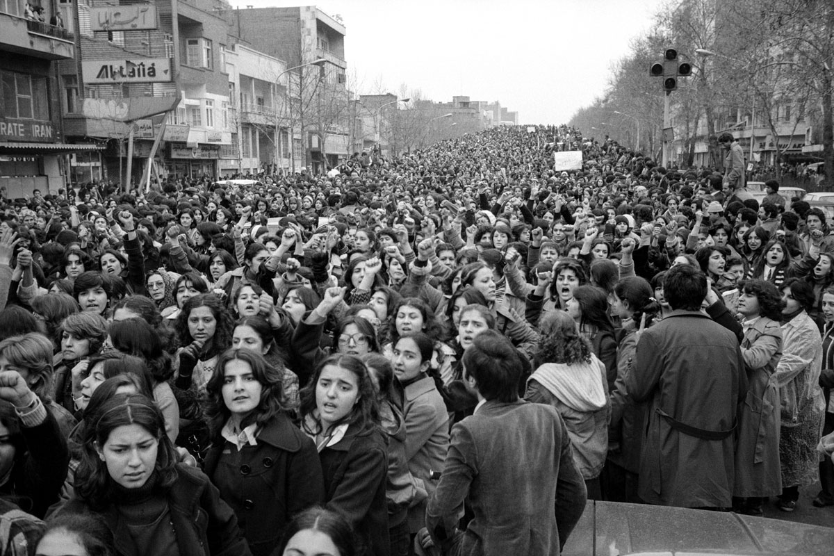 Women protesting forced Hijab days after the revolution, Iran, 1979