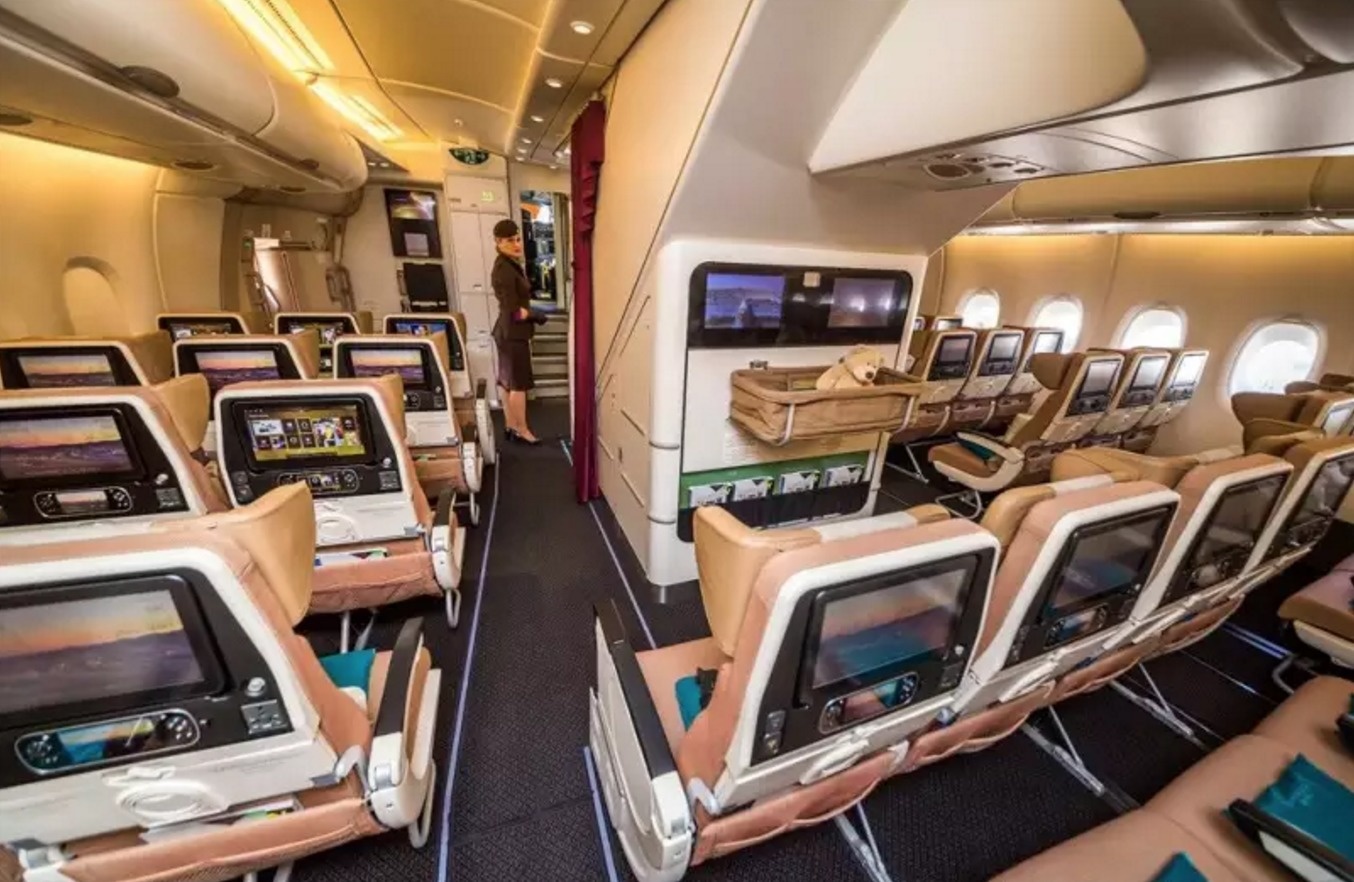 Each seat is provided with an LCD TV to get through passengers through the long flight.