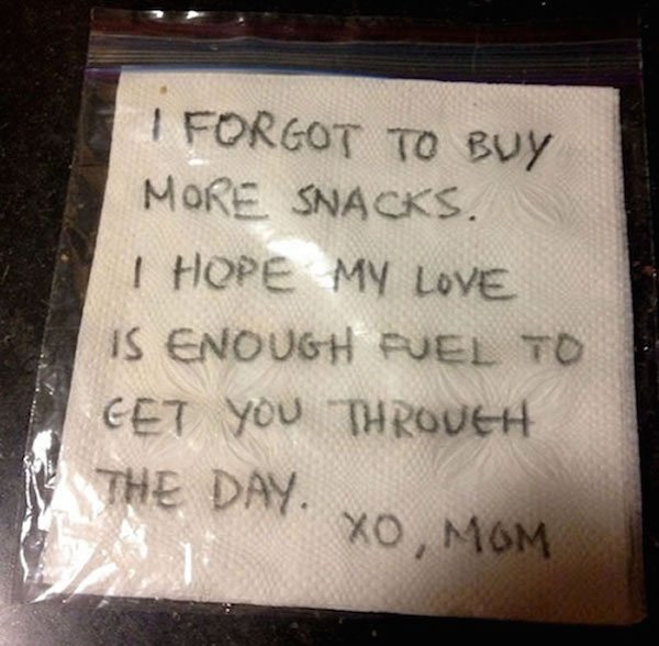 Instead of texts, parents once wrote clever notes