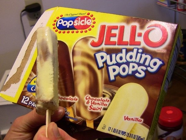 First launched with Bill Cosby acting as spokesperson, Pudding Pops were frosty treats marketed by Jell-O. After being absent for a time in the early 90’s, they were reintroduced to grocery stores under the Popsicle brand name.
