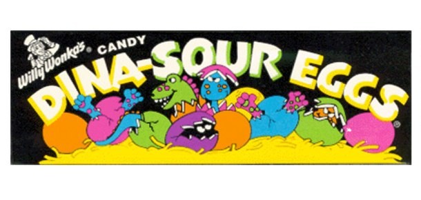 While the packaging made these candies appear hollow, the Dina-Sour Eggs were actually egg-shaped jawbreakers that were very hard to crack. They were popular in the 1980’s.