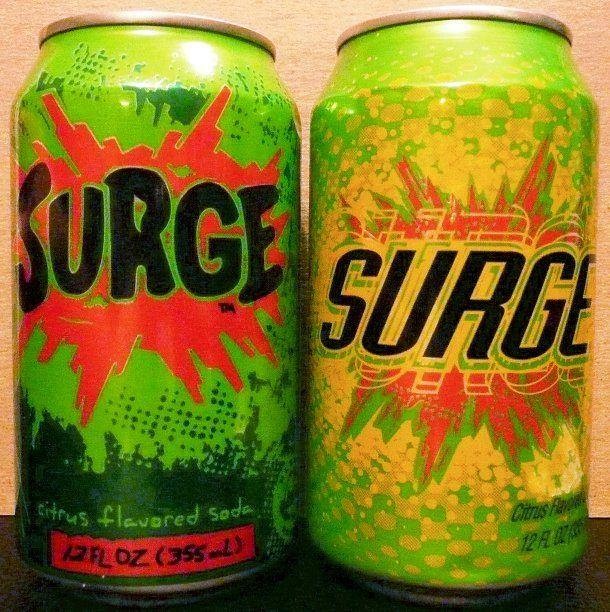 Surge was a citrus flavored soft drink produced by the Coca-Cola Company to compete with Pepsi’s Mountain Dew during the 1990’s. Lagging sales caused production to be ended in 2003 for most markets.