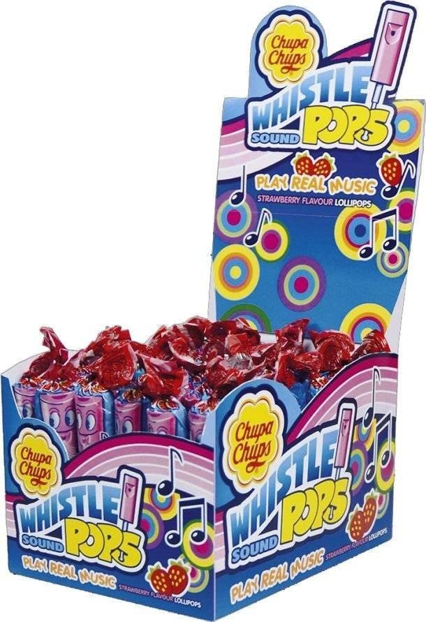 Whistle Pops were a lollipop brand produced by Spangler Candy Company that were designed to make a whistling sound. The company Chupa Chups reintroduced Whistle Pops, naming them Melody Pops, but even these lollipops are already discontinued in most places. You might still find them in random specialty candy stores and online if you search hard enough.
