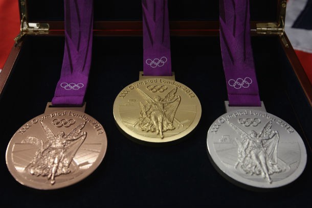 Since the 1904 Olympics, medals are awarded in each event: gold for first place, silver for second, and bronze for third.