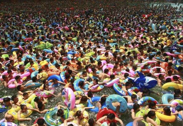 Pools in China are slightly overcrowded
